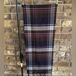 COACH Plum Plaid Tweed Wool Wristlet Scarf